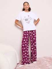 Friends Like These Burgundy Red Breakfast Club Nightwear Set - Image 1 of 4