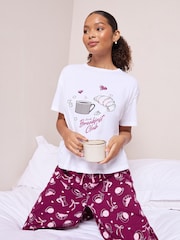 Friends Like These Burgundy Red Breakfast Club Nightwear Set - Image 2 of 4