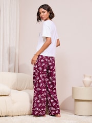 אדום בורגנדי - Friends Like These פיג'מה עם שרוולים קצרים והדפס Breakfast Club - תמונה 5 מתוך 5