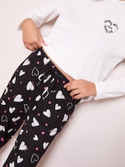 Friends Like These Black/White Bonne Nuit Heart Nightwear Set - Image 4 of 4
