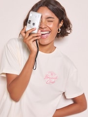 Friends Like These Pink Brunch Club Heart Velvet Shorts Set - Image 2 of 4