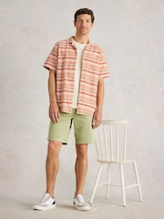 White Stuff Red Horizontal Short Sleeve Stripe 100% Organic Cotton Shirt - Image 1 of 6
