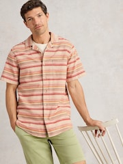 White Stuff Red Horizontal Short Sleeve Stripe 100% Organic Cotton Shirt - Image 2 of 6