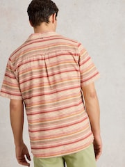 White Stuff Red Horizontal Short Sleeve Stripe 100% Organic Cotton Shirt - Image 3 of 6