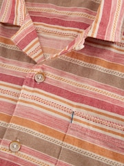 White Stuff Red Horizontal Short Sleeve Stripe 100% Organic Cotton Shirt - Image 6 of 6