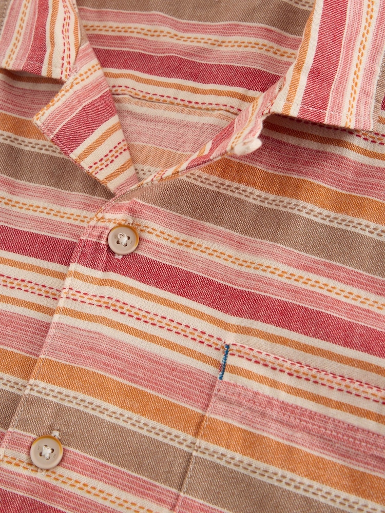 White Stuff Red Horizontal Short Sleeve Stripe 100% Organic Cotton Shirt - Image 6 of 6 White Stuff Red Horizontal Short Sleeve Stripe 100% Organic Cotton Shirt - Image 6 of 6