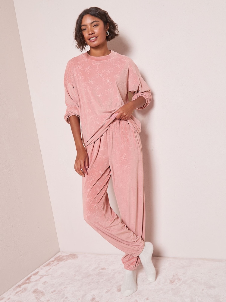 Friends Like These Pink Bow Embossed Nightwear Top - Image 1 of 5