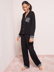 Friends Like These Black Contrast Animal Nightwear Set - Image 3 of 4