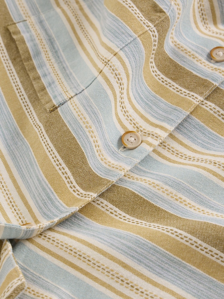White Stuff Blue Horizontal Short Sleeve Stripe 100% Cotton Shirt - Image 6 of 6 White Stuff Blue Horizontal Short Sleeve Stripe 100% Cotton Shirt - Image 6 of 6