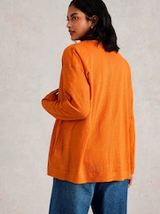 White Stuff Orange Carly 100% Linen Cardigan - Image 2 of 6