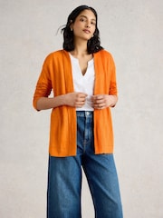 White Stuff Orange Carly 100% Linen Cardigan - Image 4 of 6