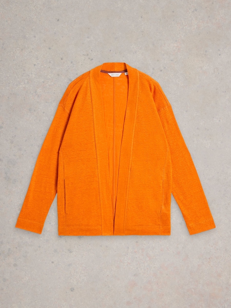White Stuff Orange Carly 100% Linen Cardigan - Image 5 of 6