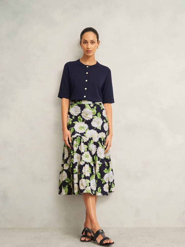 Hobbs Blue Dorothea 100% Cotton Skirt - Image 1 of 4 Hobbs Blue Dorothea 100% Cotton Skirt - Image 1 of 4