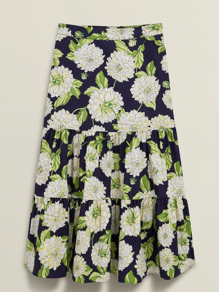 Hobbs Blue Dorothea 100% Cotton Skirt - Image 4 of 4