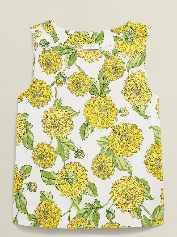Hobbs Yellow 100% Cotton Maddy Printed Top - Image 4 of 4