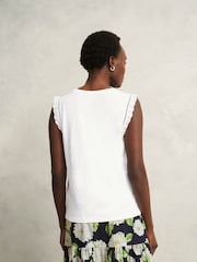 Hobbs White 100% Cotton Leia Broderie Top - Image 2 of 4
