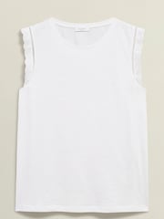 Hobbs White 100% Cotton Leia Broderie Top - Image 4 of 4