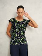 Hobbs Blue Nessie Printed Top - Image 1 of 4