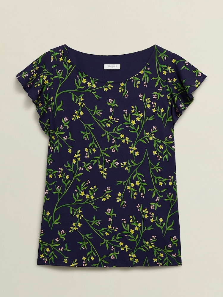 Hobbs Blue Nessie Printed Top - Image 4 of 4