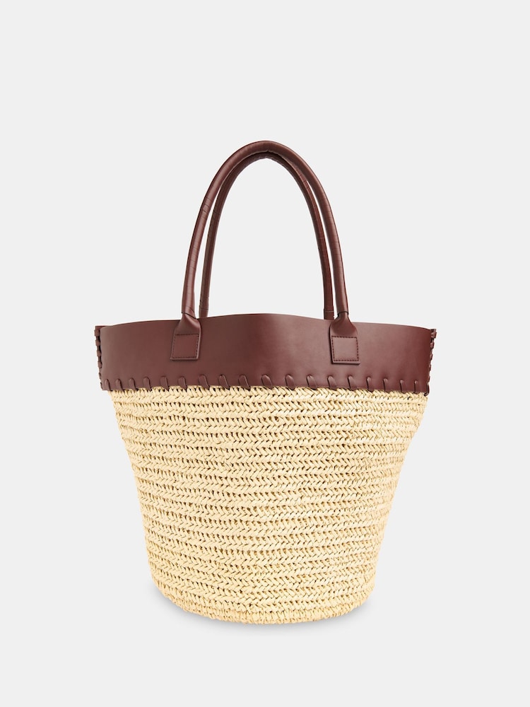 Whistles Nude Ruhi Collar Straw Tote - Image 1 of 5