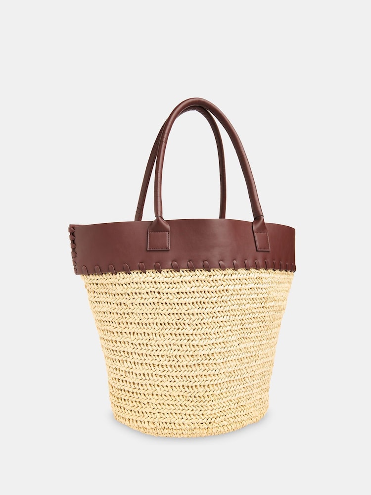 Whistles Nude Ruhi Collar Straw Tote - Image 2 of 5