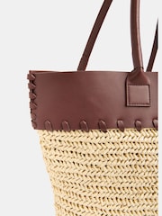 Whistles Nude Ruhi Collar Straw Tote - Image 4 of 5