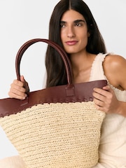 Whistles Nude Ruhi Collar Straw Tote - Image 5 of 5