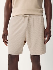 Neutral Textured Geometric Pattern Jersey Shorts - Image 1 of 10