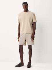 Neutral Textured Geometric Pattern Jersey Shorts - Image 2 of 10