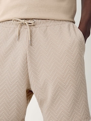 Neutral Textured Geometric Pattern Jersey Shorts - Image 5 of 10