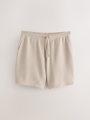Neutral Textured Geometric Pattern Jersey Shorts - Image 7 of 10