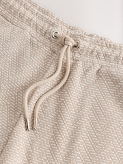 Neutral Textured Geometric Pattern Jersey Shorts - Image 8 of 10