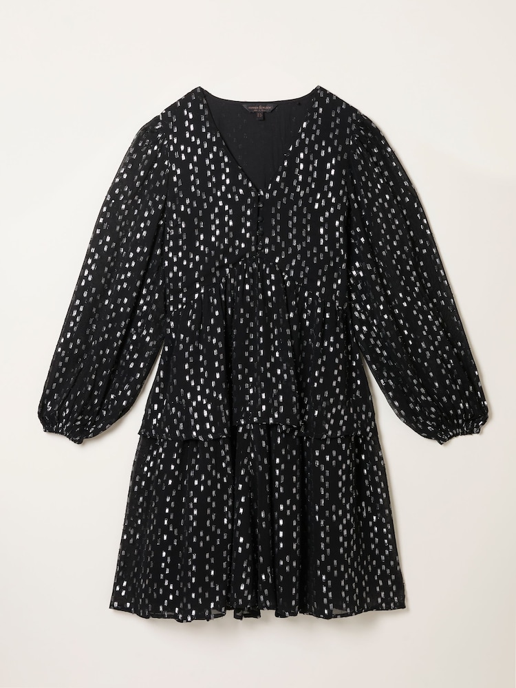 FatFace Lenny Black Petite Metallic Dress - Image 1 of 1 FatFace Lenny Black Petite Metallic Dress - Image 1 of 1