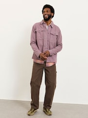 FatFace Dusky Purple Canvas Two Pocket Worker Jacket - Image 3 of 6