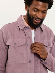 FatFace Dusky Purple Canvas Two Pocket Worker Jacket - Image 4 of 6