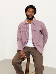 FatFace Dusky Purple Canvas Two Pocket Worker Jacket - Image 5 of 6