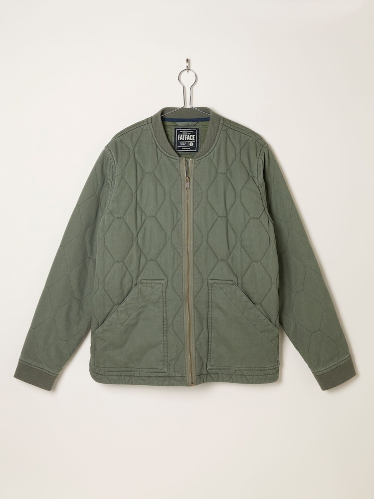 FatFace Lambourn Khaki Green Quilted Jacket - Image 6 of 6