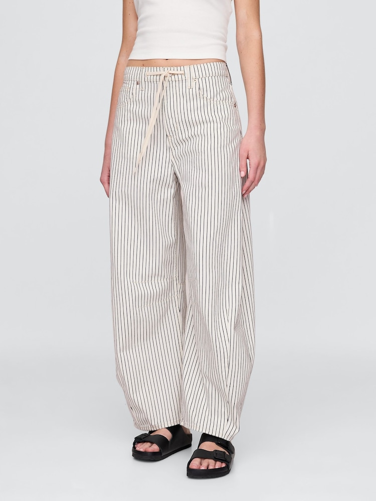 Gap Black/White Stripe High Rise Denim Stripe Horseshoe Jeans - Image 1 of 5