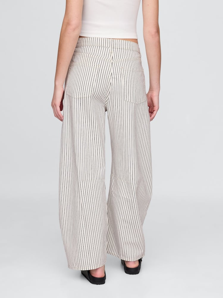 Gap Black/White Stripe High Rise Denim Stripe Horseshoe Jeans - Image 2 of 5