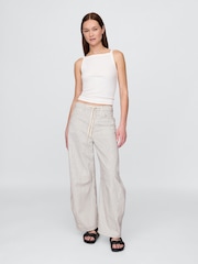 Gap Black/White Stripe High Rise Denim Stripe Horseshoe Jeans - Image 4 of 5