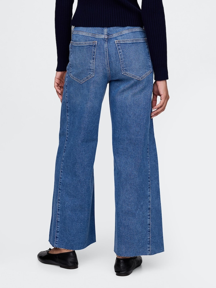 Gap Navy Blue High Waisted Stride Wide-Leg Ankle Jeans - Image 2 of 5