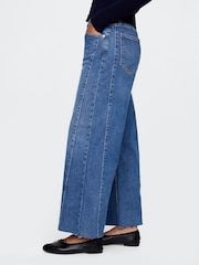 Gap Navy Blue High Waisted Stride Wide-Leg Ankle Jeans - Image 3 of 5