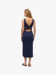 Superdry Blue Jersey Twist Back Midi Dress - Image 2 of 6