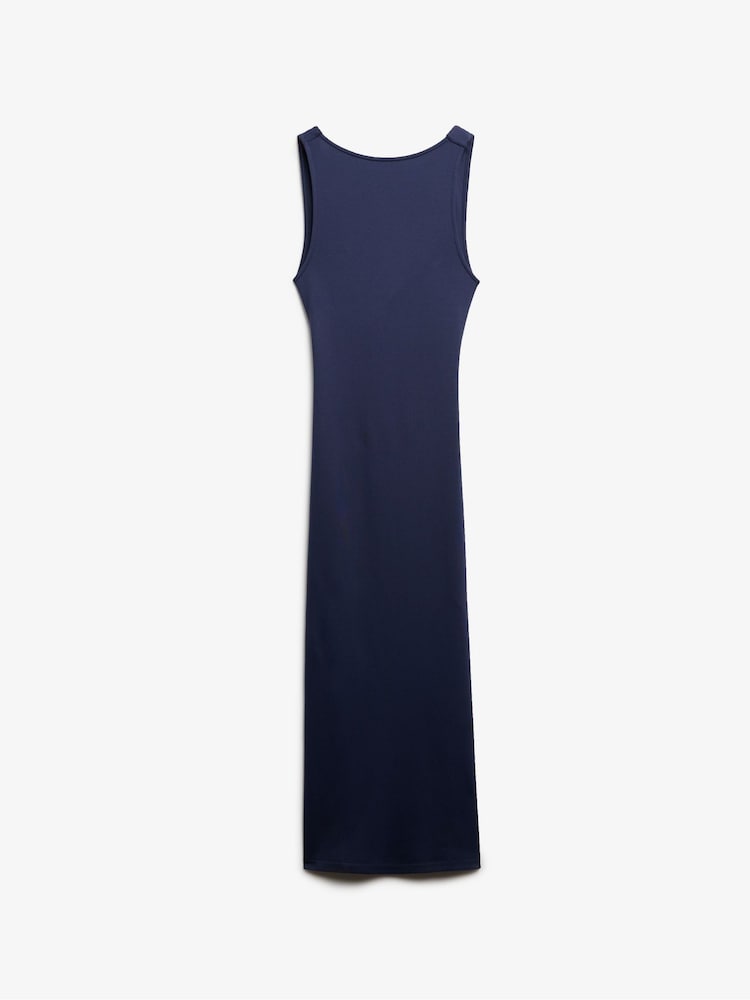 Superdry Blue Jersey Twist Back Midi Dress - Image 5 of 6