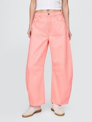 Gap Pink Neon Cotton High Waisted Ankle Length Horseshoe Jeans - Image 2 of 6