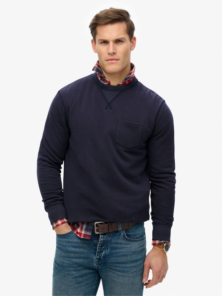 Superdry Blue The Merchant Store 100% Cotton Sweatshirt - Image 1 of 6