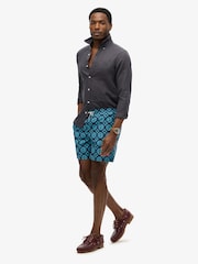 Superdry Blue Tile Print Swim Shorts - Image 4 of 8