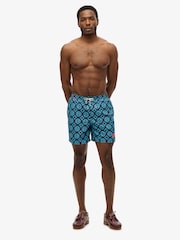 Superdry Blue Tile Print Swim Shorts - Image 5 of 8