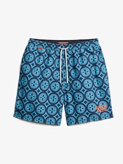 Superdry Blue Tile Print Swim Shorts - Image 7 of 8