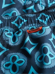Superdry Blue Tile Print Swim Shorts - Image 8 of 8